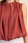Rust Pleated Balloon Top