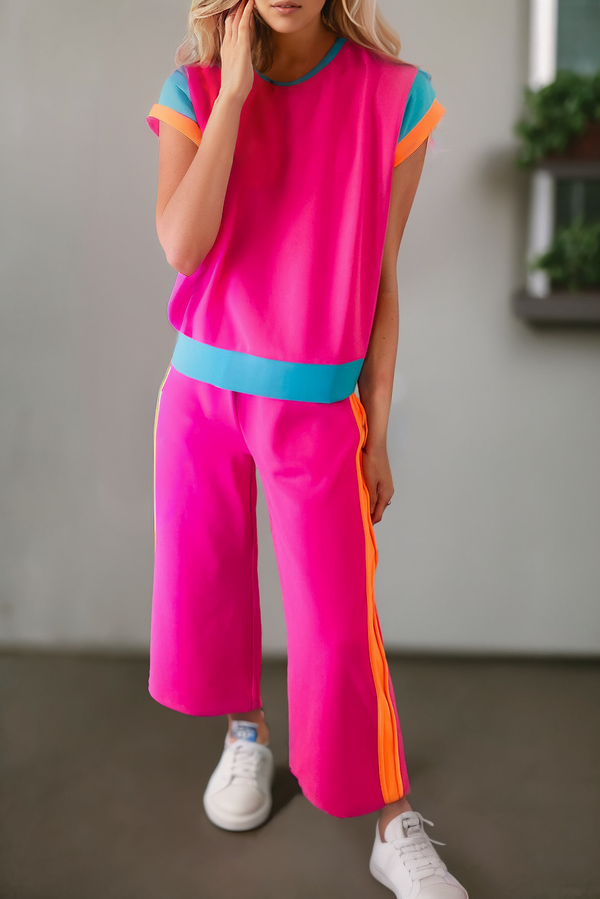 Color Block Detail Two-piece Outfit