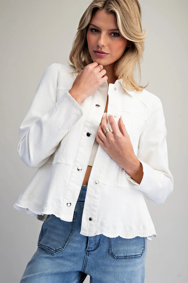 Button Down Scallop Hem Jacket