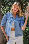 Short Puff Sleeve Denim Jacket