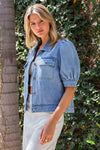 Short Puff Sleeve Denim Jacket