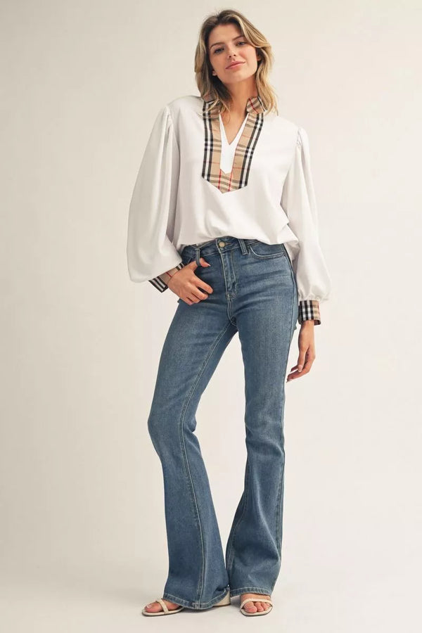 Plaid Perfection Mock Top