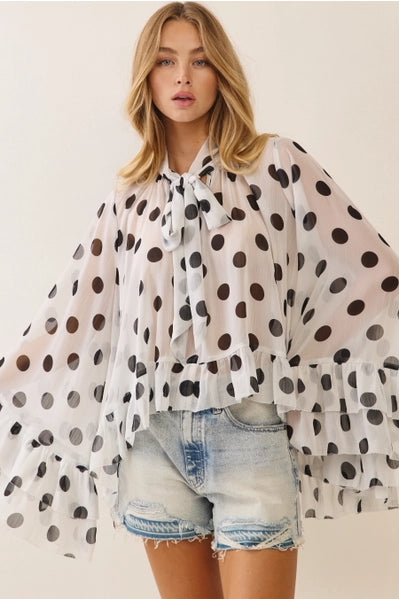 Moonlight Dot Blouse - White