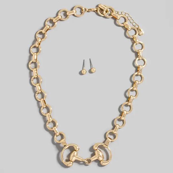 Horsebit Chain Link Necklace Set