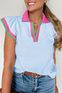 Beau Blue V Neck Blouse