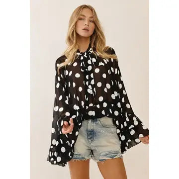 Moonlight Dot Blouse - Black