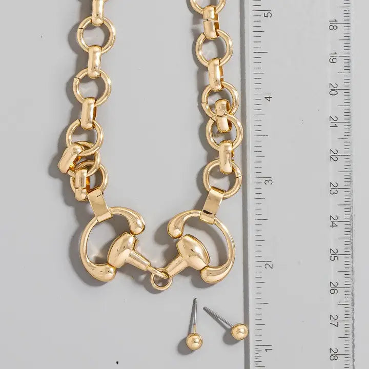 Horsebit Chain Link Necklace Set