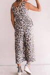 Leopard Sleeveless Jumpsuit with Pockets