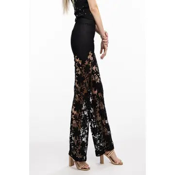 Lace Mix Sold Party Pants - Black