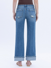 Mid Rise Cuffed Ankle Slim Wide Jeans Vervet