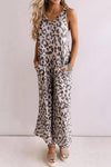 Leopard Sleeveless Jumpsuit with Pockets