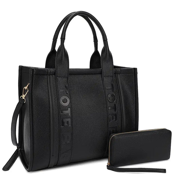 2IN1 Handle Tote Bag Satchel W Wallet Set 4 Colors