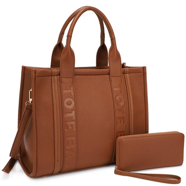 2IN1 Handle Tote Bag Satchel W Wallet Set 4 Colors
