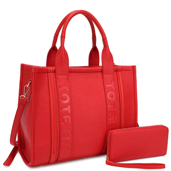 2IN1 Handle Tote Bag Satchel W Wallet Set 4 Colors