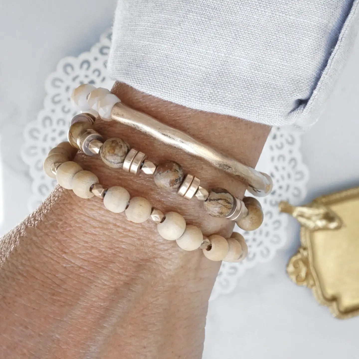 Boho Bracelets Stack of 3 Piece Beaded Bracelets