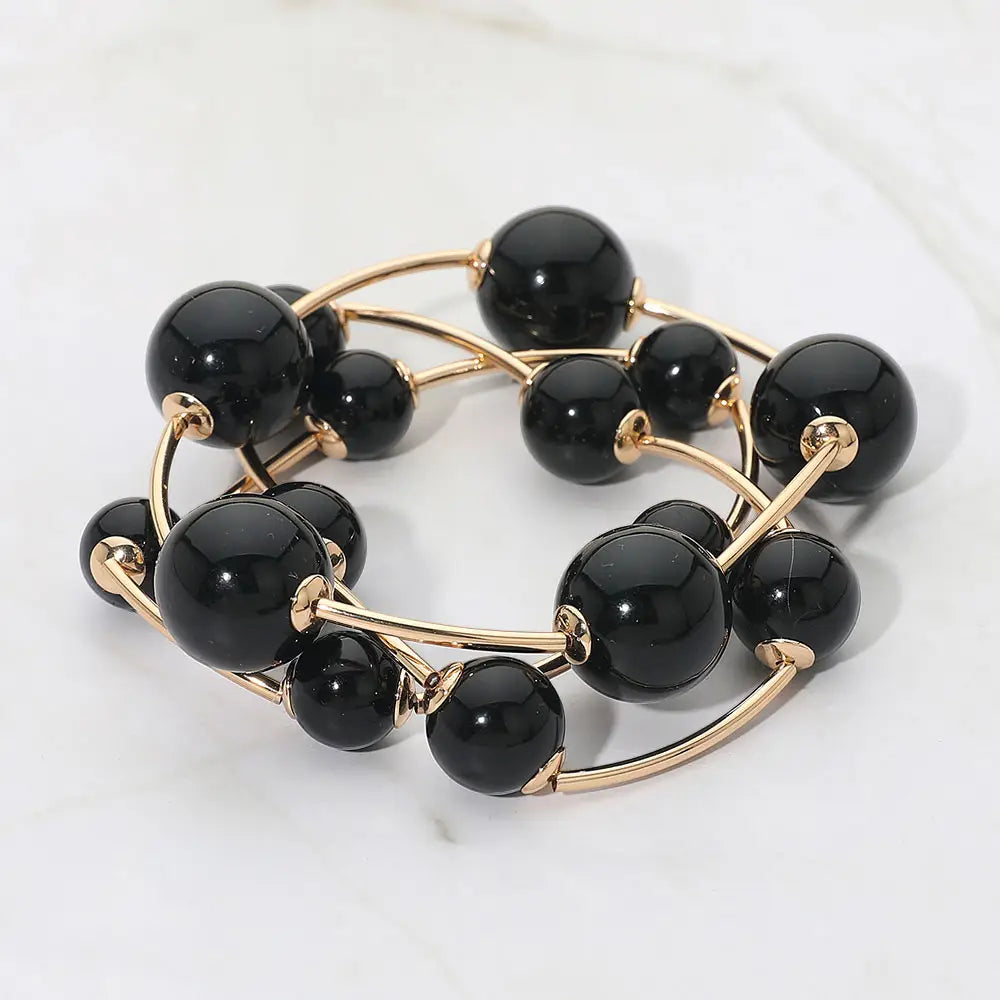 3PCS - Black Pearl Stretch Bracelets