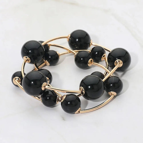 3PCS - Black Pearl Stretch Bracelets