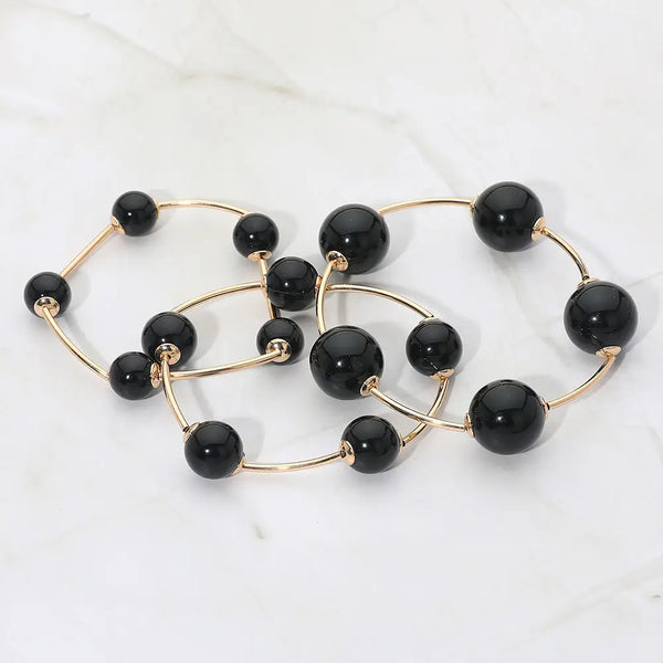 3PCS - Black Pearl Stretch Bracelets