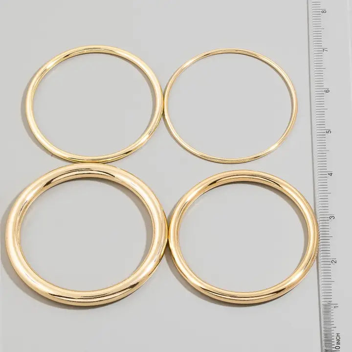 4pc Mixed Bangle Set, Gold