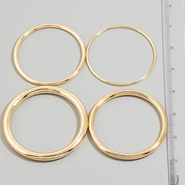 4pc Mixed Bangle Set, Gold
