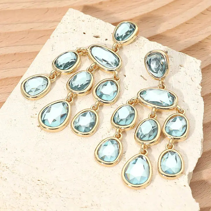 Teardrop Chandelier Earrings, Aqua