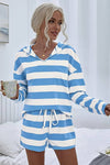 Striped Long Sleeve V-Neck Set