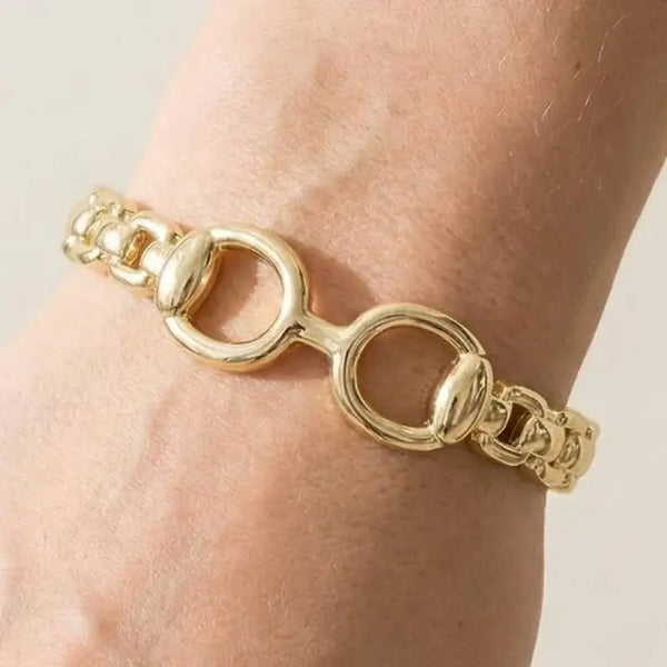 Gold Horsebit Stretch Chain Bracelet