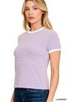 Striped Contrast Trim Tee
