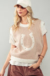 Wild Woven Horseshoe Sweater Vest Mocha