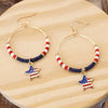 4th of July Dangle Hoop Earrings Red White Blue