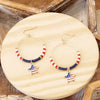 4th of July Dangle Hoop Earrings Red White Blue