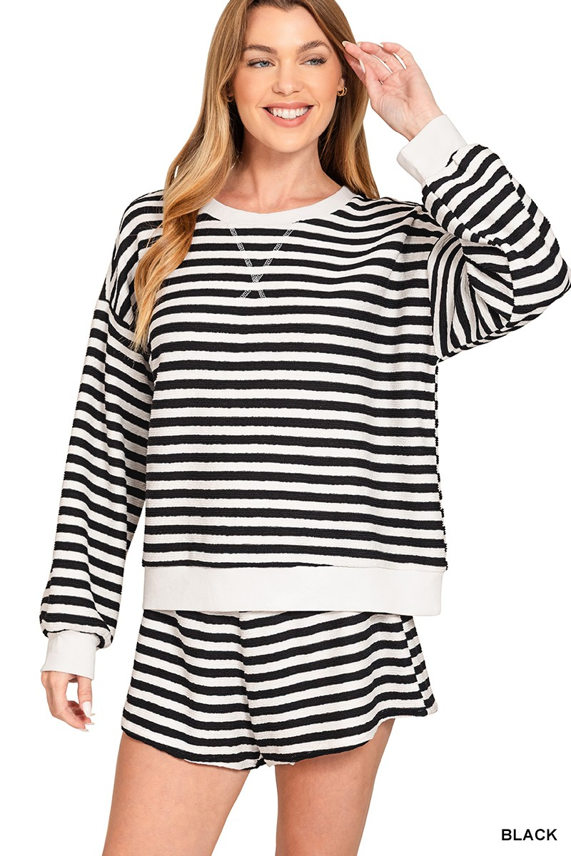 Striped Pullover & Shorts Set