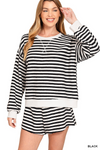 Striped Pullover & Shorts Set