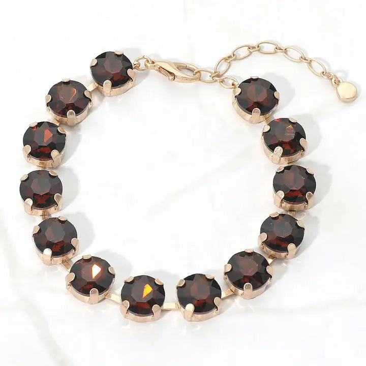 Crystal Elegance Tennis Bracelet, Brown