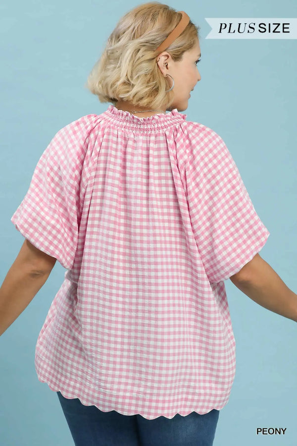 Curvy Country Scallop Top, Pink