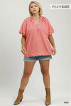 Curvy Country Scallop Top, Red