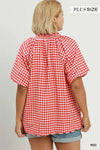 Curvy Country Scallop Top, Red