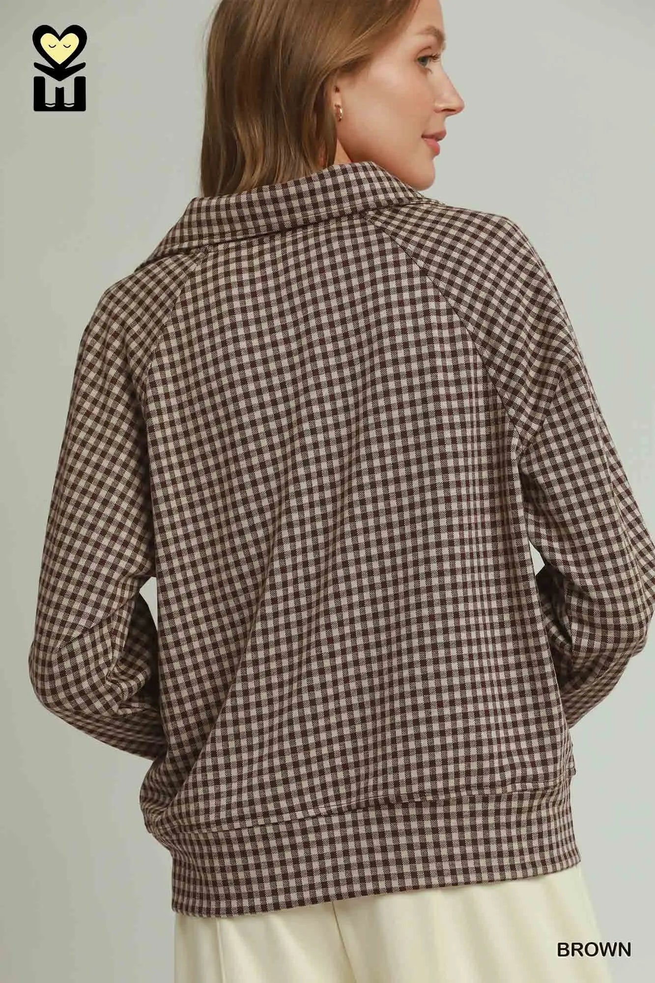 Gingham Grace Half-Zip Pullover