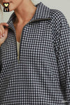 Gingham Grace Half-Zip Pullover, Navy
