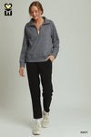 Gingham Grace Half-Zip Pullover, Navy