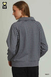 Gingham Grace Half-Zip Pullover, Navy