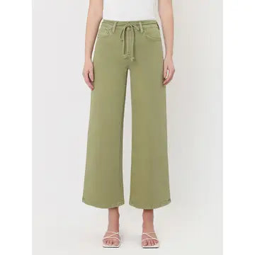 Eucalyptus Breeze Cropped Wide Leg Jean