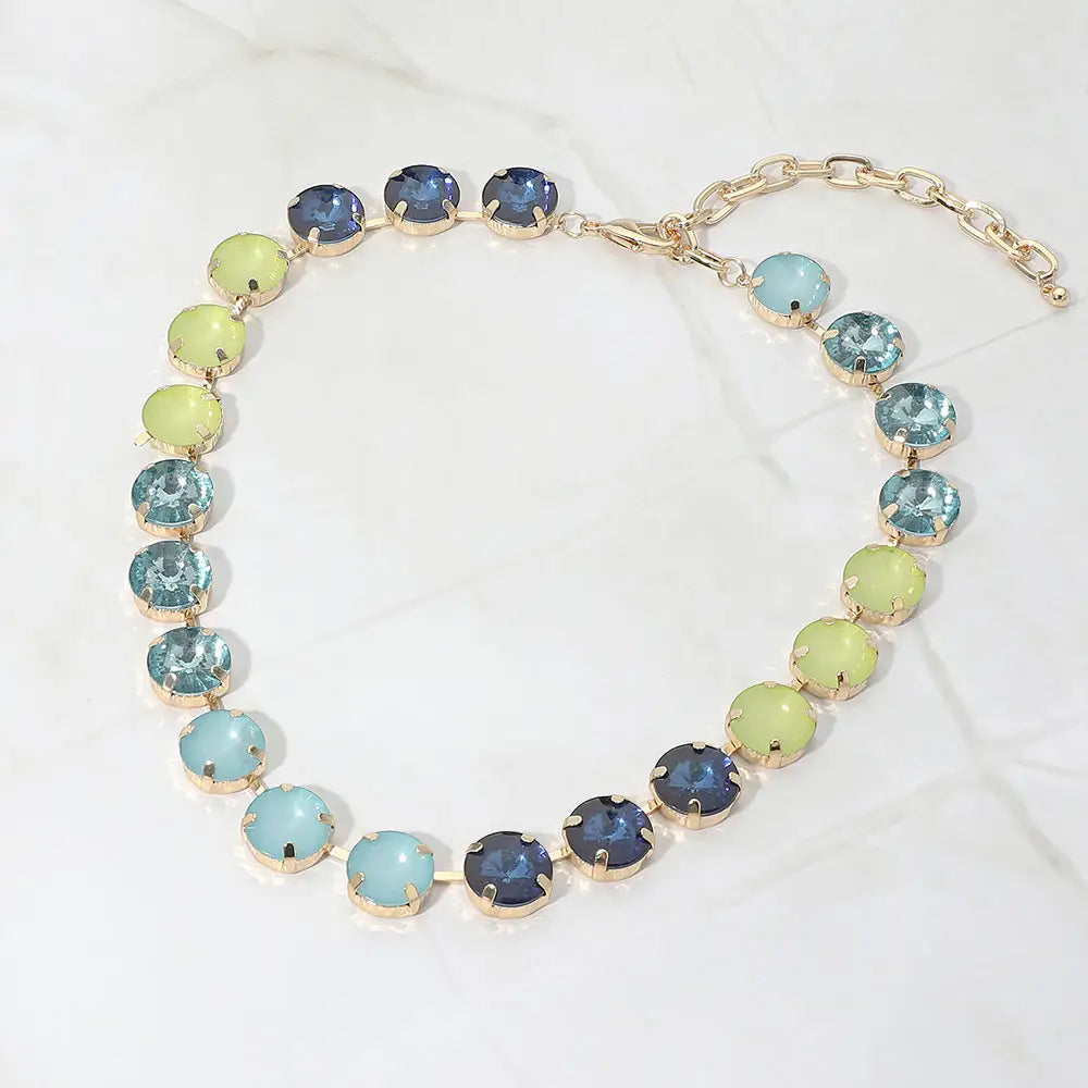 Jewel Box Necklace, Multi Blues