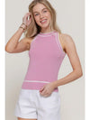 Contrast Halter Sweater Tank, Pink