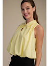 Bubble Hem Sleeveless Top Yellow