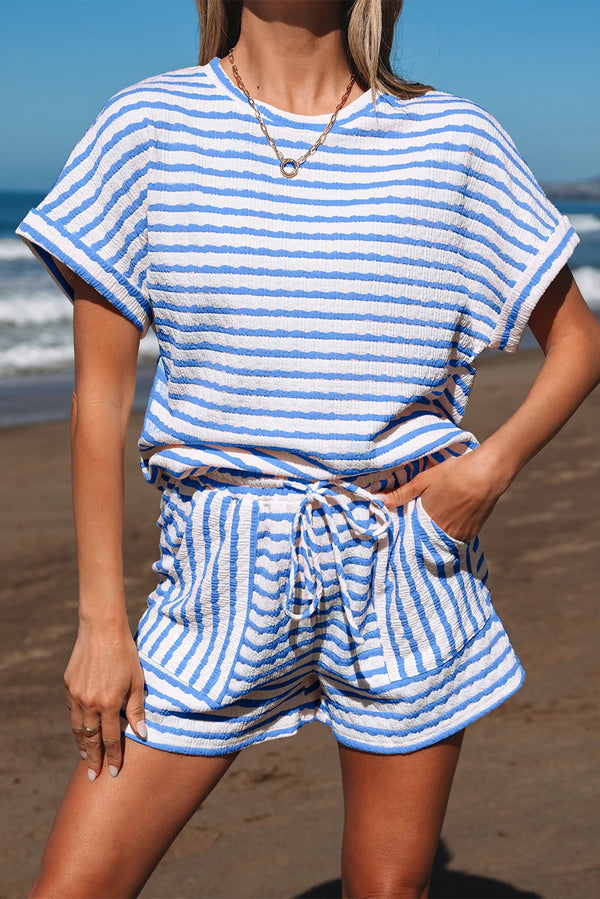 Blush Breeze Knit Lounge Set, Blue