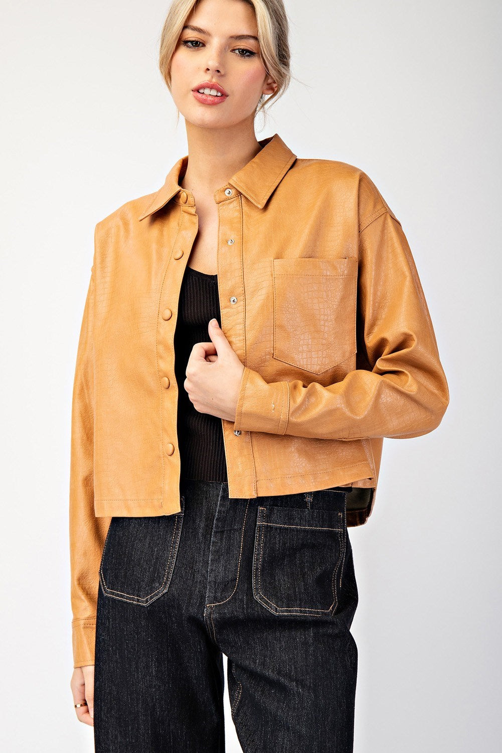 Button Down Leather Jacket