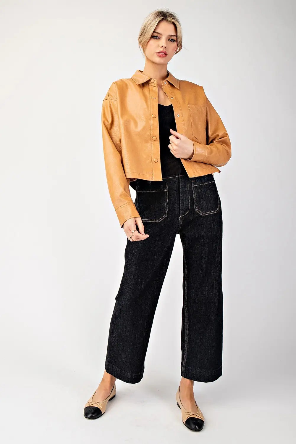 Button Down Leather Jacket