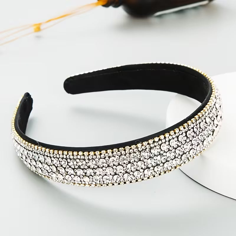 Glam Shine Rhinestone Wide-Brim Headband