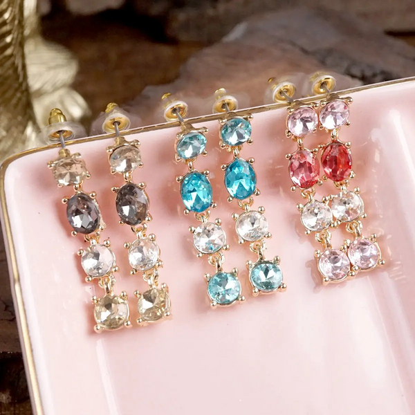 Linear Drop Earrings with Sparkling Crystals